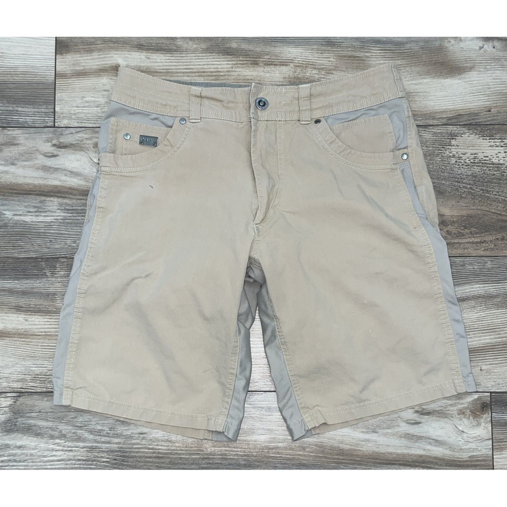 Kuhl Radikl Cargo Performance Shorts Mens 32 Beige Outdoors Hiking Climb 10in